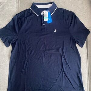 Nautica brand new classic fit polo shirt, navy with white accents. Size L. BNWT